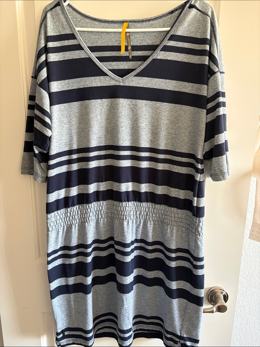 Lole blue and Navy Striped V-Neck Dress